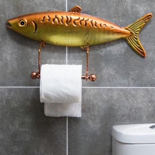 40CM CUTE TUNA WALL HANGING ANIMAL FISH STATUE TISSUE BOX ROLL PAPER HOLDER TOWEL RACK HOME DECORATION WALL ORNAMENTS R3140