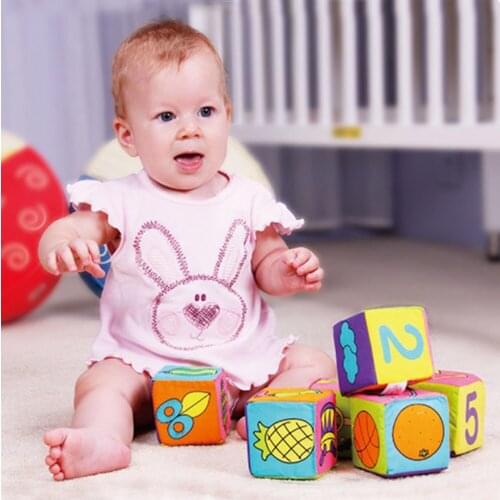 6PCS Cloth Building Blocks New Infant Baby Cloth Doll Soft Rattle early Educational Baby Toy Soft Plush Set 2020