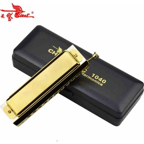 SWAN Chromatic Harmonica 10 Hole /40 Tone Golden Professional Wind Musical Instrument High Quality Mouth Organ C Key Gift