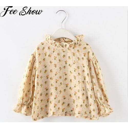 Girls Floral Printed Blouses 2021 Spring Autumn Toddlers Children Tops Casual Ruffles Collar Flower Long Sleeve Kids Shirt Tops