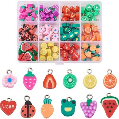 1Box Mixed Fruit Shape Clay Spacer Beads Polymer Clay Beads Charms For Handmade Jewelry Making Bracelet Necklace DIY Accessories