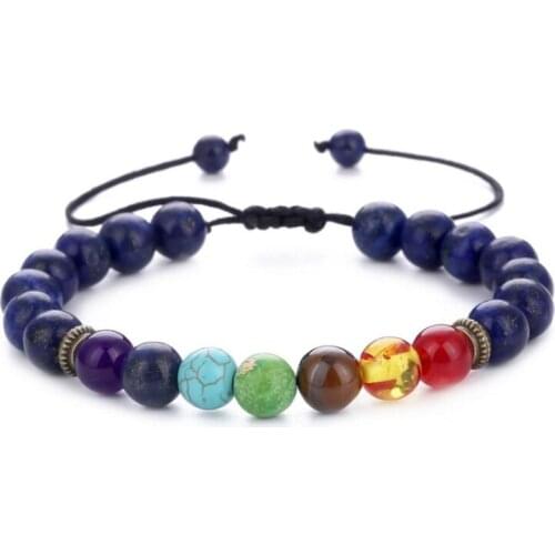 Chakra Bracelet Lava Stone Diffuser Bracelet Adjustable Essential Oil Bracelet 7 Chakra Beads Energy Bracelet for Men Women