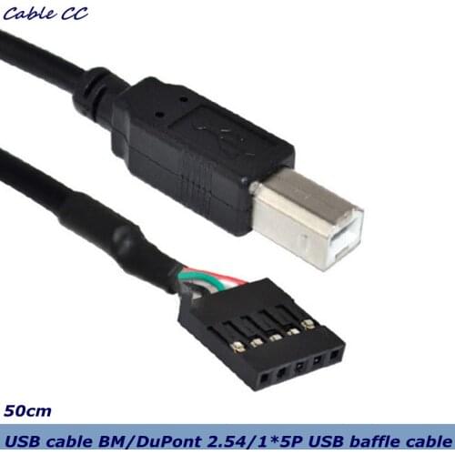 DuPont 5-pin 2.54 USB 2.0 type B male printer scanner PCB motherboard DuPont cable 50cm