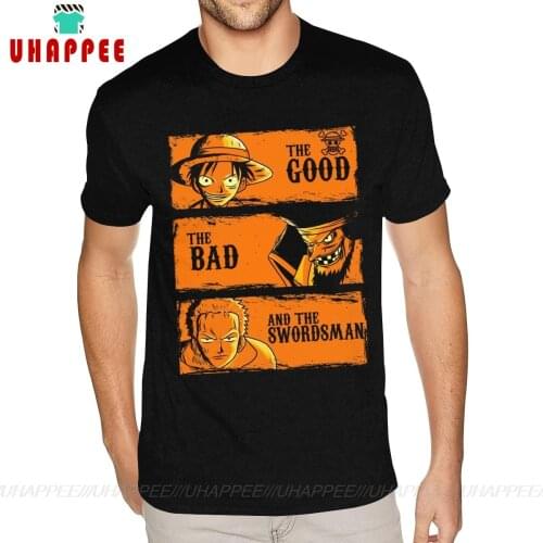 Cool The Good The Bad And The Swordsman Roronoa Zoro Luffy One Piece T Shirt Mens Graphic Custom Short Sleeved Black Tshirt