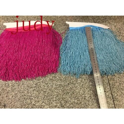 Lace fabric stock tassel 5 yards/bag ym312# 17 cm purple and light blue beaded tassel ribbons for sawing dress fringe trim