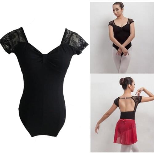 Ballet Dance Leotards Women 2021 New Black Lace Sleeve Gymnastics Dancing Wear Adult Ballet Cotton Leotard