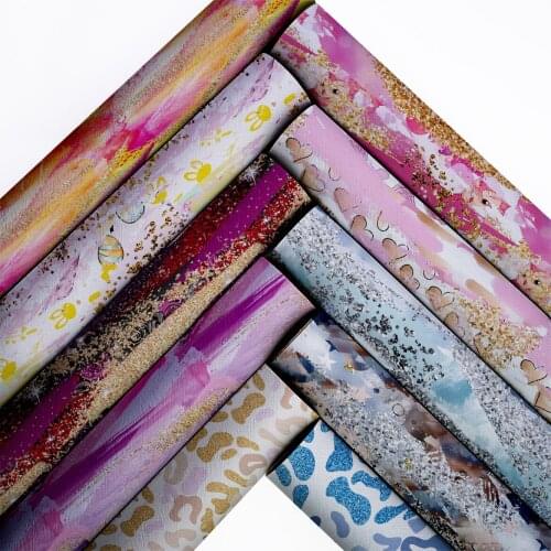 Butterfly Leather Sheets Synthetic Printed Vinyl DIY Handbags Supplies Bows Making Material 22*30cm/A4 1mm L15326