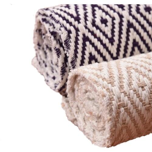 Moroccan Bathroom Rug for Bedroom Kitchen Diamond Geometric Cotton Woven Throw Rug with Non-Slip mat Boho Bath Rug Mat Washable