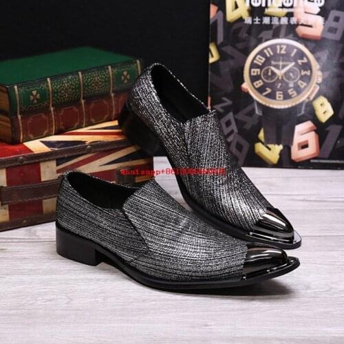 Men Shoes Luxury Brand Metallic Sliver Gold Loafers Mens Glitter Shoes Dress Wedding Formal Shoes Italian Shoes Men Leather
