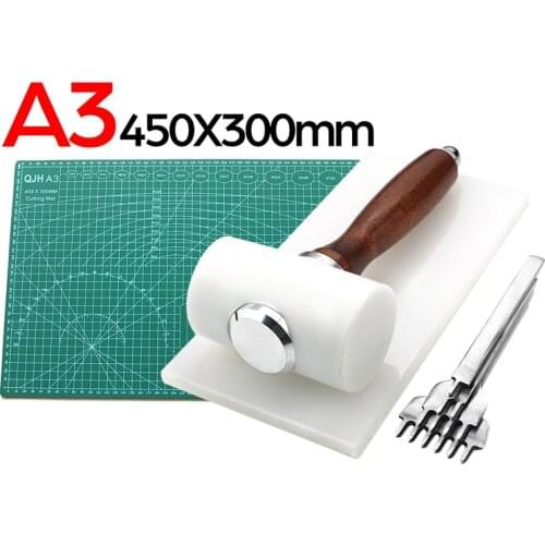 DIY Leather Craft Tool Set Nylon Hammer White Cutting Board Green A3 PVC Cutting Mat Handmade Leather Craftwork Making Tool Set