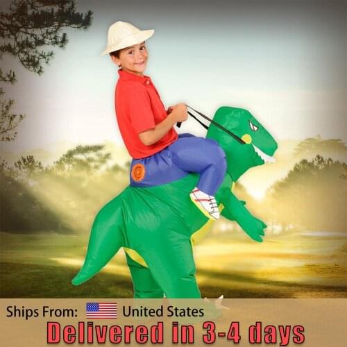 Boys Girls Inflatable Dinosaur Costume Halloween Christmas Party Cosplay Outfit Air Blown Suit Kid Carnival Dress Purim costume