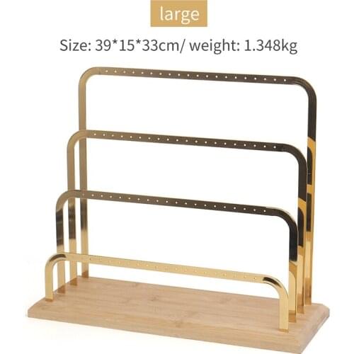 New Four Layers Fashion Assembleable Metal Plating Solid Wood Femal Product Jewelry Display Earrings Storage Jewellery Stand