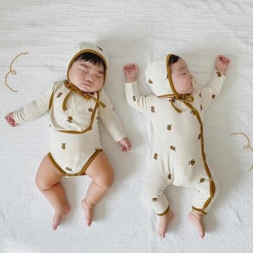 2021 Autumn New Baby Clothes Set Long Sleeve T Shirt + Pants 2pcs Cute Pear Print Pajamas Set Cotton Boys And Girls Tracksuit