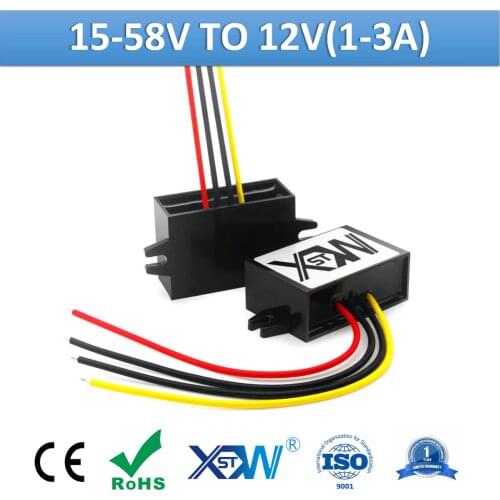XWST 15-58v 24v 36v 48v to 12V 1A 2A 3A DC To DC Step Down Module 12v Buck Power Converter With Reverse Connection Protection