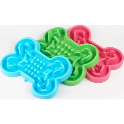 Silicone Portable Dog Bowl Bone Shaped Slow Down Feeder Cat Food Bowl Anti Gulping Maze Pet Supplies Big Small Dog Accessories
