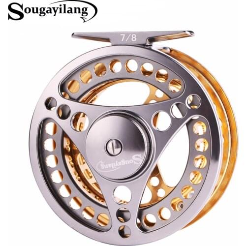 Sougayilang 7/8 WT Fly Fishing Reel CNC Machine Cut Fishing Reel Large Arbor Die Casting Aluminum Fly Reel Wheel Fishing Tackle