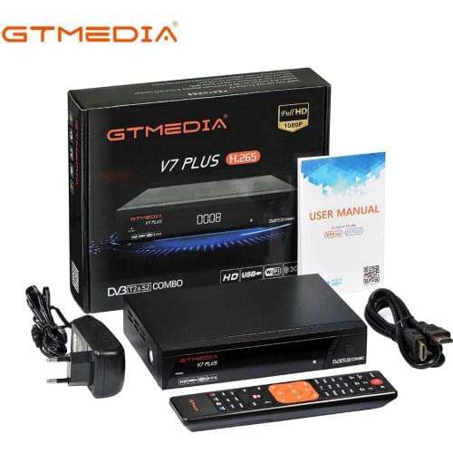 Gtmedia V7 Plus Satellite Receiver with USB WIFI DVB-S2 DVB-T2 Combo Receptor Support H.265 PowerVu Biss Freesat TV BOX Decoder
