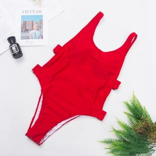 Triangle One Piece Swimsuit Conservative Double Shoulder Vest Bikini Red Swimwear Commuting Elegant Fashion Sexy Urban Summer