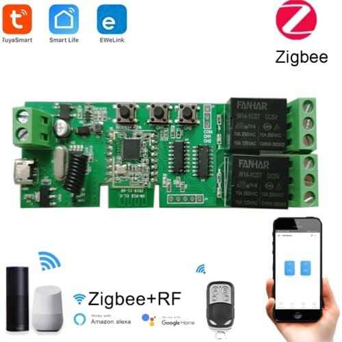 1/2CH Zigbee 10A Smart Light Switch Module DC 5/12/32V RF433 Receive Relays Smart Home Tuya Smart Life Ewelink Alexa Google Home