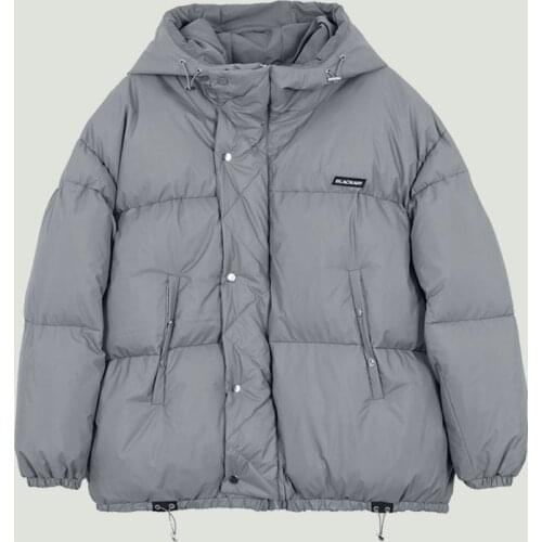 Vintage Korean Style Fluffy Cotton Blank Soild Mens Hooded Parkas Jackets Streetwear Thicken Warm Parka Male Winter Clothing