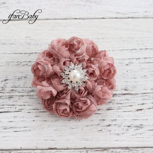 Vintage Chiffon Flower Headwear Frilly Tulle Hair Flowers For DIY Girl Accerssiory