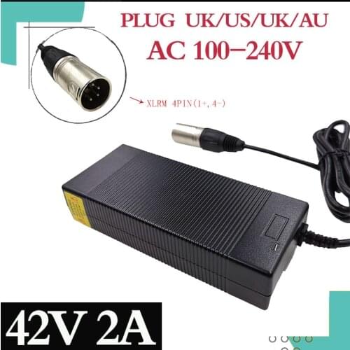 36V charager 42V2A electric bike lithium battery charger for 36V lithium battery pack with XLR 4pin Socket