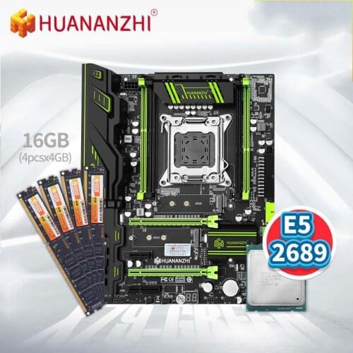 HUANANZHI X79 GREEN Motherboard with Intel XEON E5 2689 with 4*4G DDR3NON-ECC Memory Combo Kit Set USB 3.0 SATA PCI-E NVME