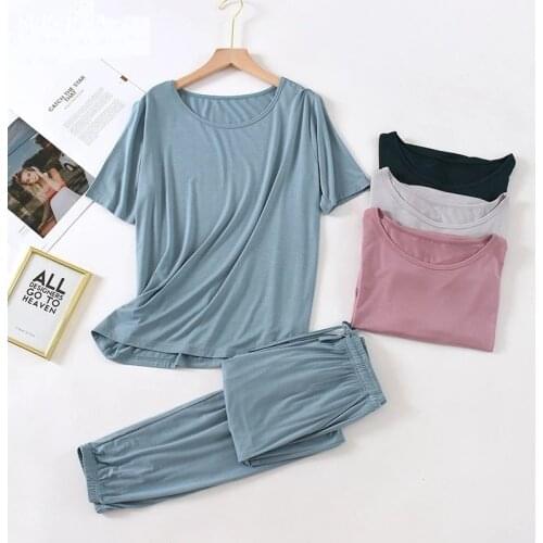 Womens Home Clothes Summer Sleepwear Lounge Set Homewear Female Pajamas Set Trouser Home Suit Home Clothes for Women Loungewear