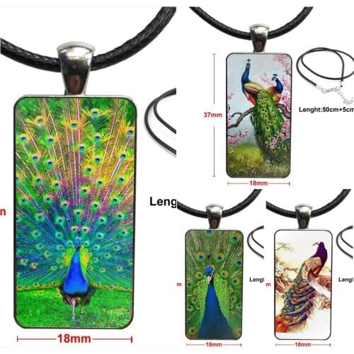 Pretty Peacock New Multi Colors For Girls Gift Fashion Glass Cabochon Pendant Necklace With Women Steel Plated Statement Jewelry