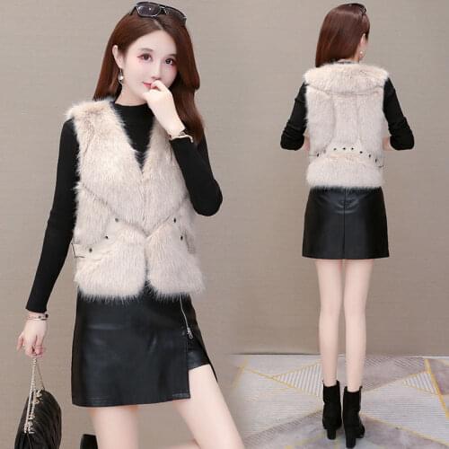 Waistcoat Coat Women 2021New Style Autumn Winter Wind Fragrant Wool Short Vest Outwear Fashion Fur Sleeveless Jacket Female L875