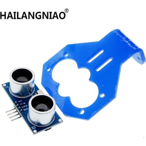 1lot=5pcs HC-SR04 Ultrasonic Sensor + 5pcs Cartoon Ultrasonic Sensor Mounting Bracket for Smart Car Red Blue Color