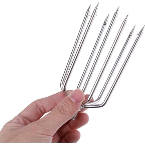1Pcs Fishing Tools Stainless Steel Barbed 7/5 Prong Harpoon Fish Fork Fishing Ice Breaker Hook Accessory Tackle