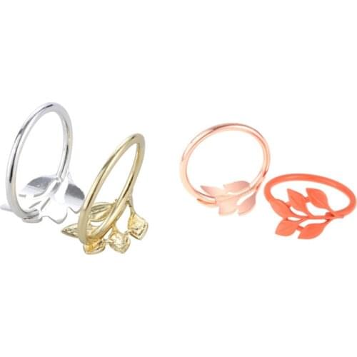 12pcs/set Napkin Rings Holder Fall Leaves Rose Gold/Silver/Rose Gold/Orange Willow Leaf Alloy Wedding Party Table Decor Holiday