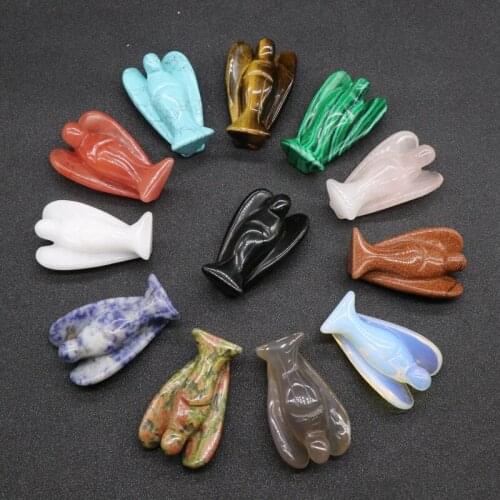 12PCS/set Guardian Angel Statue Crystal Agate Stone Carving Natural Gemstone Reiki Healing Figurine Home Decoration Craft Gift