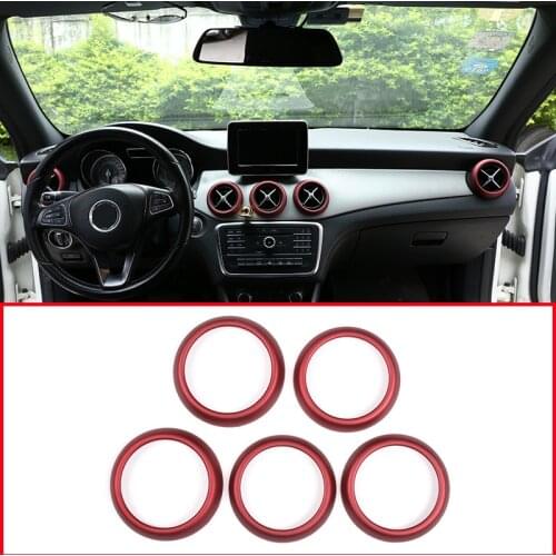 5Pcs Red ABS Car Air Conditioning Vent Ring Trim For Mercedes benz CLA GLA A Class A180 W176 C117 GLA200 Accessories