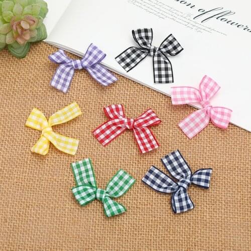 50pcs 3*4cm Colors Hands Plaids Ribbon Bowknots DIY Craft Plaid Wedding Gifts Box Decoration Crafts Garment Textile Accessory
