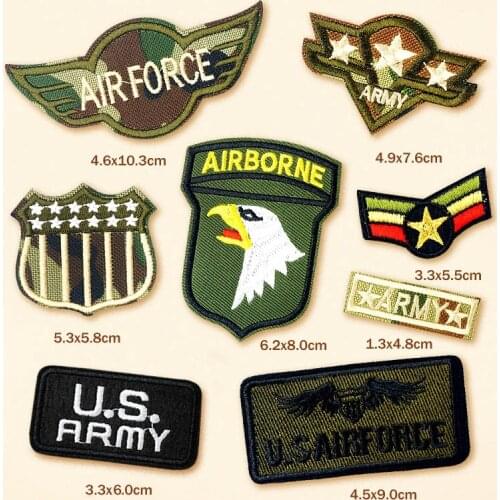 8pcs/lot AIRBORNE US ARMY LHK Cartoon Badges DIY Embroidery Patch Applique Clothes Clothing Sewing Supplies Decorative Patches