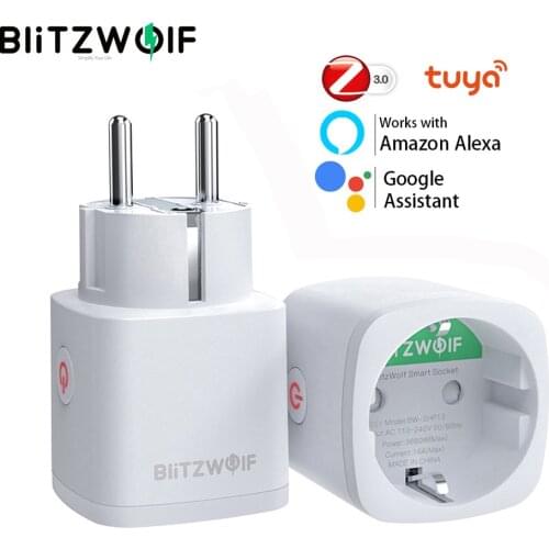 BlitzWolf BW-SHP13 EU Plug 3680W Zigbee 3.0 Smart Socket APP Remote Control Timer works with Alexa Google Assistant Smart Home