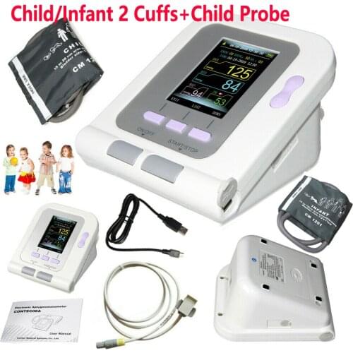 08A Digital Blood Pressure Monitor Upper Arm Electronic Sphygmomanomete NIBP Child Infant 2Cuff+Pediatric Probe