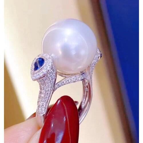 D318 Pearl Ring Nature 11-12mm Fresh Water White Pearls Females Rings For Women Fine Rings Birthday Gifts