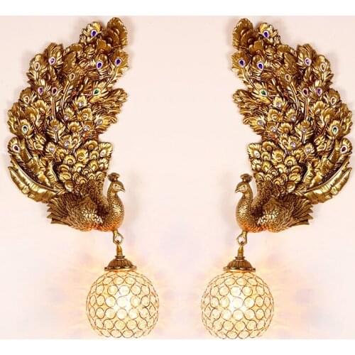 Retro Resin Decor Wall Lamp for Bedroom LOFT Home Decoration Corridor Aisle Peacock Wall Sconce Background Wall Lights Lighting