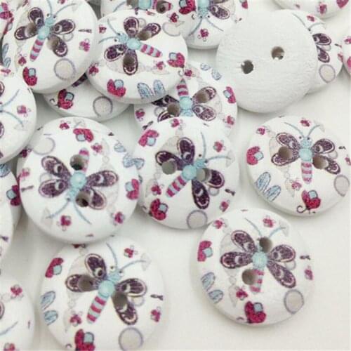 100pcs Dragonfly Wood Buttons 15mm Sewing Craft 2 Holes WB282