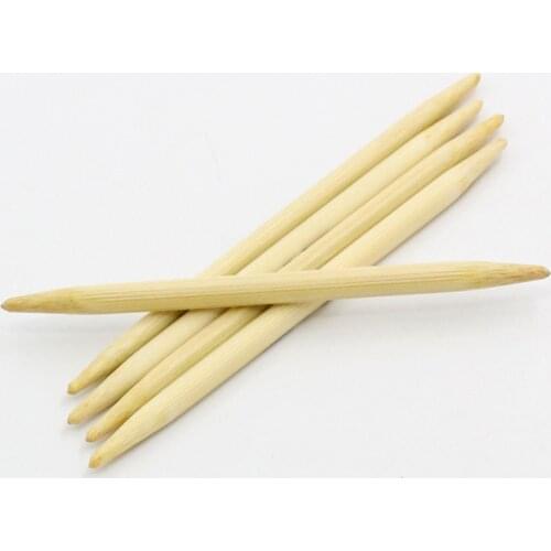 DoreenBeads Bamboo Knitting Needles Natural Double Pointed Hand Sewing Crochet Hook DIY Craft US 8/ 5.0mm,10cm long,5PCs/Set