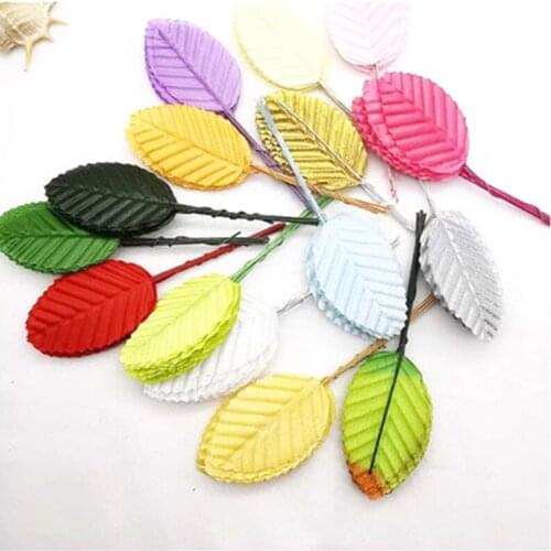 200pcs Artificial Colorful Rose Leaves Flower Bouquet For Wedding Home Party Decoration Fake Plastic Green Leaf Crafts Supplies