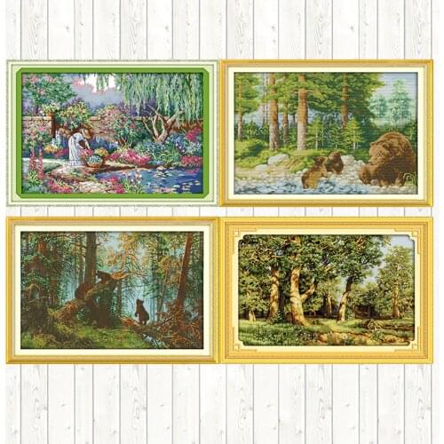 Garden Girl Chinese Cross Stitch Kits Sale 14ct 11ct Counted Print on Canvas DMC Embroidery Needlework Kits Handmade Home Decor