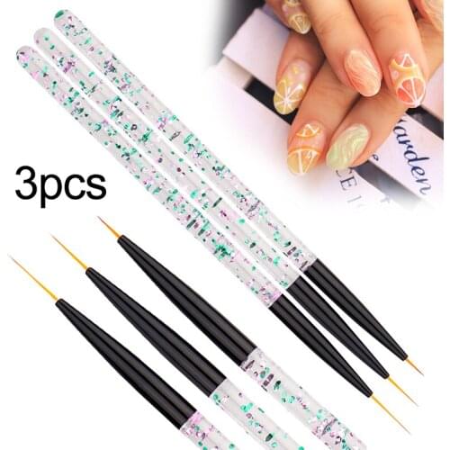 3pcs 7/11/15mm Nail Art Liner Brushes UV Gel Polish Drawing Painting Pen For Nails Manicure Nail Art Brush Tool