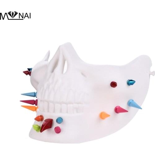 Costume Halloween Party Skull Muiti-Colors Studs Mask Motorcycle Skeleton Half Face Spikes Masks Outdoor Activities Masks Punk