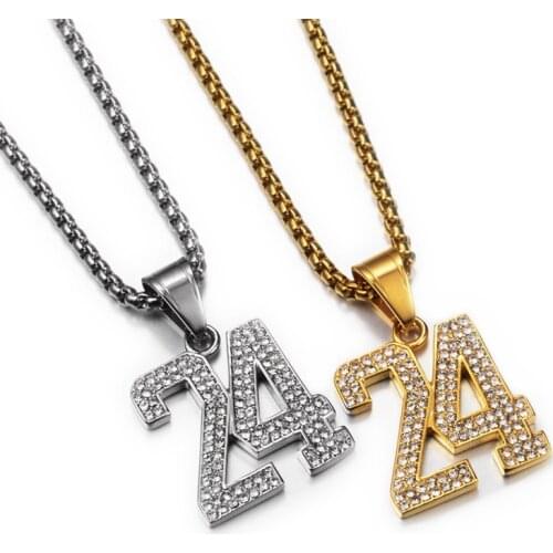 Letter 24 Basketball Pendant Necklace For Women Men Gold Color Stainless Steel Chains Choker Necklaces Hip-hop Jewelry Gifts