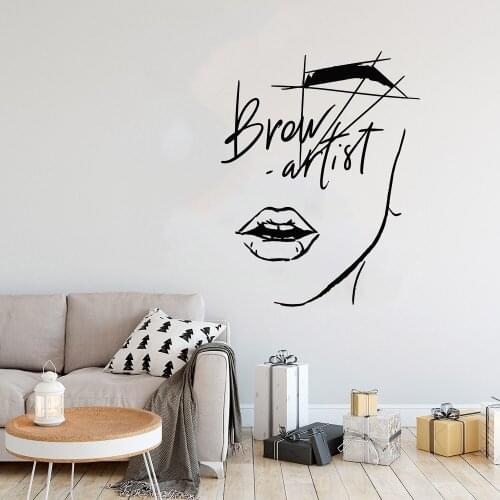 Makeup Room Salon Abstract Girl Face Wall Decal Eyelash Eyebrow Artist Vinyl Window Sticker Interior Decoration Wallpaper
