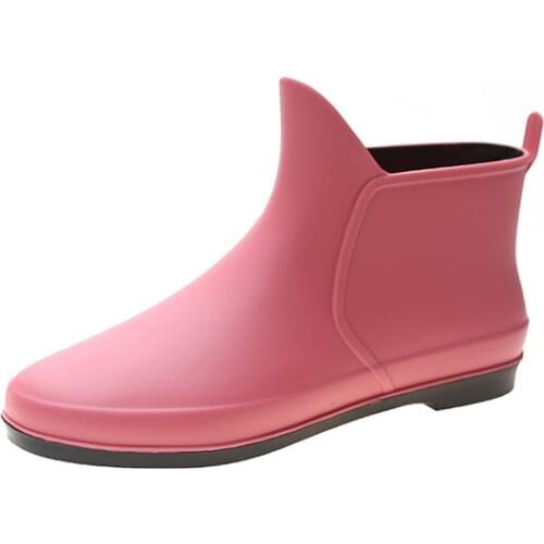 Fashion Simple Rain Boots Low-top Student Water Shoes Women Ankle Rainboots Waterproof Kitchen Rubber Shoes Non-slip Work Boots
